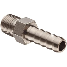 Parker 316 Stainless Steel Barb Connector To Male Pipe 1/4" Hose Barb X 1/8" Male NPT