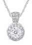 Platinum Plated Sterling Silver "100 Facets Collection" Round Cubic Zirconia Antique-Style Pendant