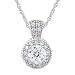 Platinum Plated Sterling Silver "100 Facets Collection" Round Cubic Zirconia Antique-Style Pendant