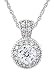 Platinum Plated Sterling Silver "100 Facets Collection" Round Cubic Zirconia Antique-Style Pendant
