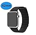 POAO Watch Band For Apple 42mm PU Leather Loop with Magnet Lock Strap Replacement Band for Apple Watch 42mm All Models No Buckle Needed(Black)