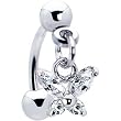 Crystalline Gem Butterfly Dangle Eyebrow Ring