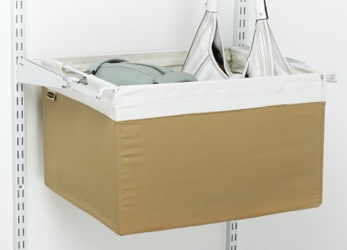 Rubbermaid 3F10 Configurations Natural Canvas Large Sliding Basket, Khaki and White