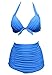 DD&MM Vintage Ruched Vintage High Waisted Bikini Swimsuits Swimwear
