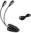 AODE&reg; USB + Battery Dual Arm 4 Bright LED Flexible Book Music Stand Reading Read Light Lamp