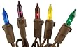 Set of 100 Multi-Color Mini Christmas Lights - Brown Wire