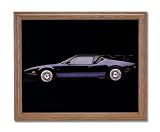 Black Pantera Automobile Car Home Decor Wall Picture Oak Framed Art Print