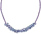 Gold-Filled Faceted Amethyst and Faceted Tanzanite Beaded Necklace, 17