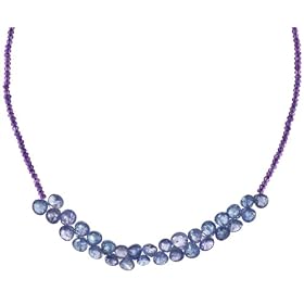 Gold-Filled Faceted Amethyst and Faceted Tanzanite Beaded Necklace, 17 by Amazon.com Collection