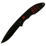 Trademark Deluxe Black and Red Spider Stainless Steel Locking Knife,Black