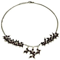 Handmade Necklace Sterling Silver Garnet Gemstone 17 inches (gnklcs312nklc)