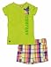 Search : Company 81 "Bright Lime Green & Colorful Plaid" Girls 2Pc Short Set