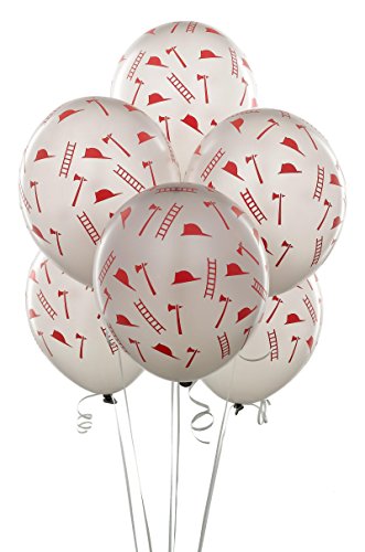 Silver with Red Firefighter Symbols Balloons (6)