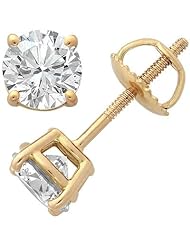14k Yellow Gold Four-Prong Diamond Stud Earrings