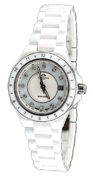 Oniss #ON8202-L Women's Diamond Accented White Ceramic Watch