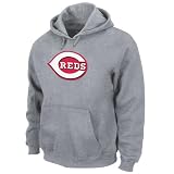 MLB Men's Cincinnati Reds Suede Tek Long Sleeve Hooded Fleece Pullover (Steel Heather, XX-Large)