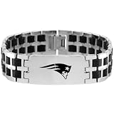 NFL New England Patriots Stainless Steel Sports Rubber Link ID Bracelet.