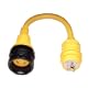 Marinco 106A Marine Electrical Shore Power Pigtail Adapter (20-Amp 125-Volt Locking Male to 30-Amp 125-Volt Locking Female with Sealing Collar System, Yellow)