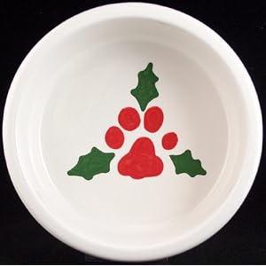 Two Christmas Dog Bowls in raised dog feeder, Made in the USA, 7.25 cup capacity Dapper Line