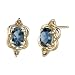 Jewelry : Traditional Beauty 1.25 cts Oval Checkerboard London Topaz Diamond Earrings 14Kt Yellow Gold