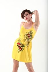 Yellow Tattoo Dress Seamless One Size Heart Rose Tattoo Dress