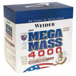 Weider Health and Fitness - Giant Mega Mass 4000 Powdered Drink Mix - 156 oz (9.77 lb) 4.43 kg - Smooth Chocolate