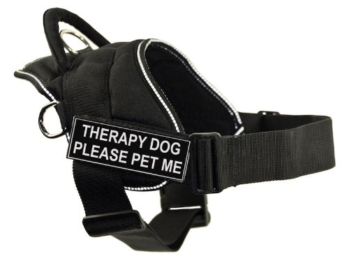 DT Fun Works Harness Therapy Dog Do Not Pet Black With Reflective Trim XX Small Fits Girth Size 18 Inch to 22 Inch