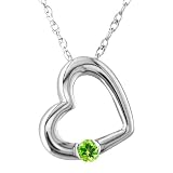 14k White Gold Peridot Heart Pendant, 18