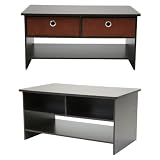 Furinno Living Set - Center Coffee Table with 4 Bin-type Drawers - Espresso Finish, 10003