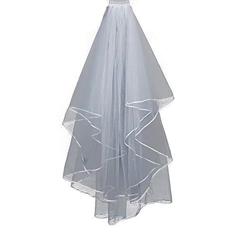 TBB Double Ribbon Edge Bridal Wedding Veils with Comb for Bride