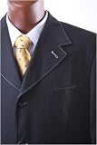 Mecca - Men's Superior 150's Single Breasted 3 Button Black Tone on Tone Pinstripe Vested Dress Suit with Wide Leg Pants