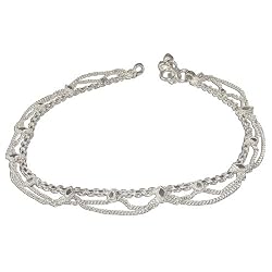 Womens Gifts Ideas Sterling Silver Anklet Pair Foot Jewelry 10 inches (sanklt080)