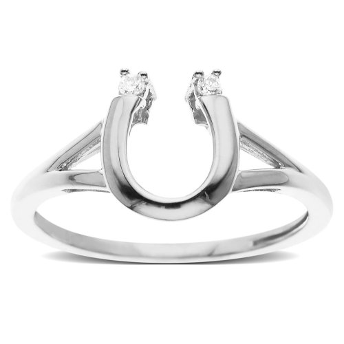 14k White Gold Diamond Horseshoe Ring (.04 cttw, I-J Color, I2-I3 Clarity)