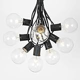 G50 Globe Outdoor String Lights With 25 Clear Globe Bulbs By Novelty Lights - Commercial Grade - Outdoor Lights - Bulb String Lights - Globe String Lights - Globe Lights - Patio String Lights - Black Wire - 25 Foot