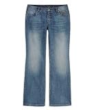 Harley-Davidson® Women's Stretch Contoured Boot Cut Faded Blue Denim Jeans. Contoured hip. Fitted Thigh. 99167-10VW