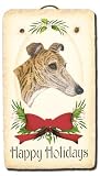 Greyhound Christmas Holiday Welcome Slate