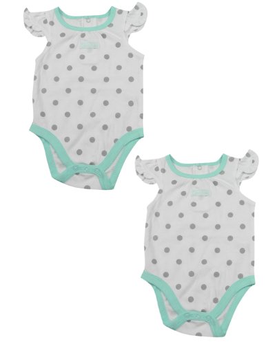 (Pack of 2) Calvin Klein Infant One-Piece Cap Sleeve Romper / Onesie