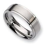 Titanium Ridged Edge 7mm Brushed and Polished Band