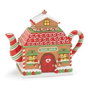 Festive Gingerbread House Teapot for Christmas/Holiday Tea