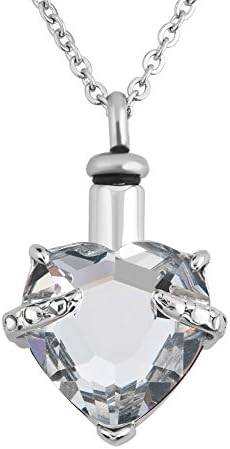 Cremation Urn Necklaces For Ashes Clear White Heart Keepsake Holder Memorial Pendants Necklace Jewelry