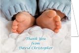 Blue Toes Baby Thank You Cards - Set of 20