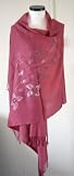 Dark Pink Woolen Embroidered Shawl / Stole