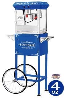 Great Northern Popcorn Blue 4 oz. Ounce Foundation Old-Fashioned Popcorn Popper and Cart