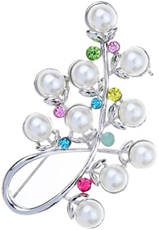 "Harvest" Bling Colorful Crystal Grapes Silver Plated Brooches and Pins for Women Wedding Bridal