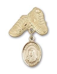 14K Gold Baby Badge with St. Bruno Charm and Baby Boots Pin