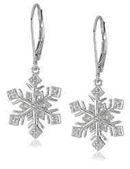 XPY Sterling Silver Snowflake Diamond-Accent Dangle Earrings