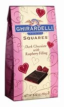 Ghirardelli Valentine's Dark Chocolate with Raspberry Filled Squares, 5.32-Ounce Bags (Pack of 4)