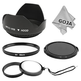 Click here to buy Essential Lens Accessory Kit For 58MM DSLR Camera - Includes: Ultraviolet UV Filter +... by Goja.