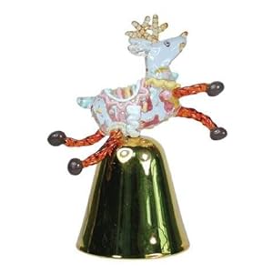 #!Cheap 3.75 inch Ceramic Holiday Season Deer Bell Figurine Handcrafted Statue