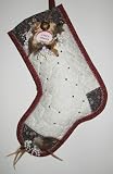 Christmas Stocking White Ice Quilting Fabric Handcrafted Keepsake with Picture Frame - FREE Shipping